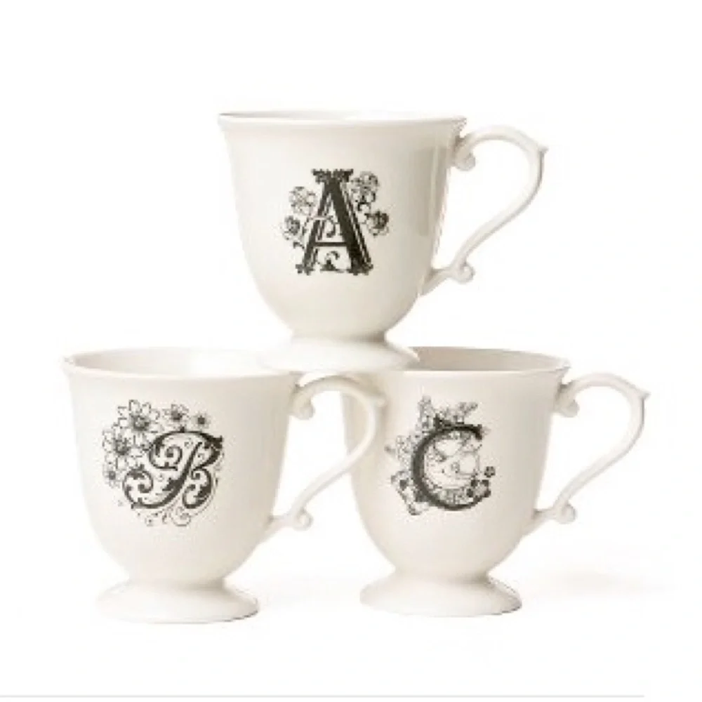 Anthropologie Missus Footed Pedestal Monogram Mug